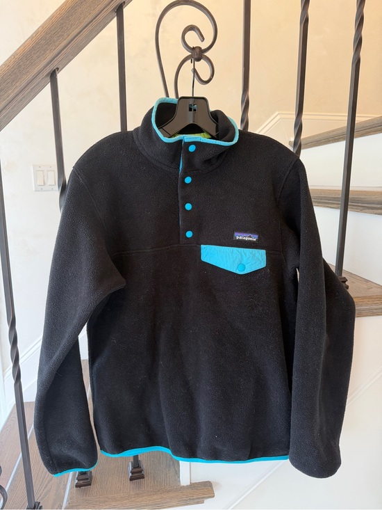 Patagonia Jackets & Blazers - Patagonia Synchilla Lightweight Snap-T Fleece Pullover - Black / Teal Trim (Smal